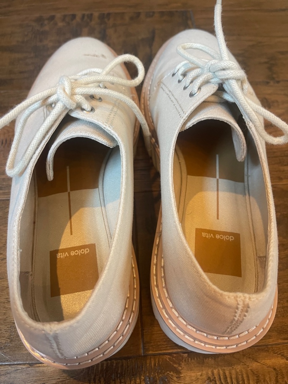Dolce Vita Martie Lugged Oxfords Sandstone Canvas - Picture 5 of 6